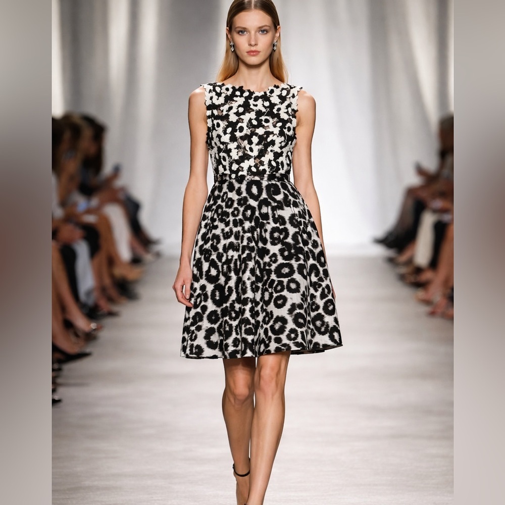 Giambattista Valli Paris Crochet Animal Print Dress
